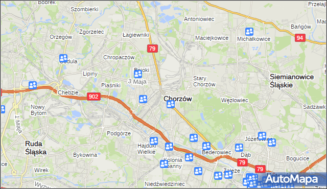 mapa Chorzów, Chorzów na mapie Targeo