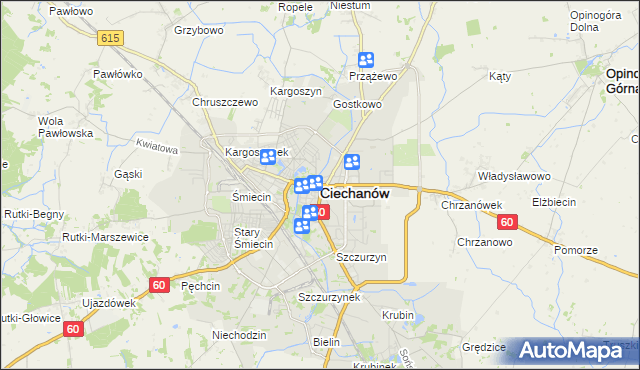 mapa Ciechanów, Ciechanów na mapie Targeo