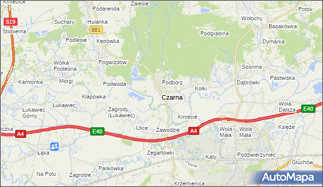 mapa Czarna powiat łańcucki, Czarna powiat łańcucki na mapie Targeo