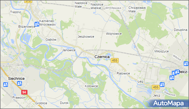 mapa Czernica powiat wrocławski, Czernica powiat wrocławski na mapie Targeo