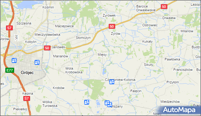 mapa Częstoniew, Częstoniew na mapie Targeo