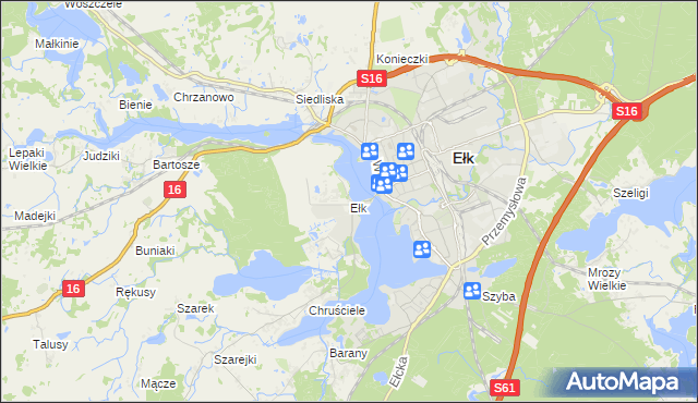 mapa Ełk powiat ełcki, Ełk powiat ełcki na mapie Targeo