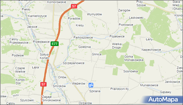 mapa Glinica gmina Miechów, Glinica gmina Miechów na mapie Targeo