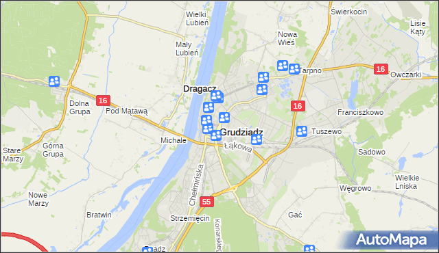 mapa Grudziądza, Grudziądz na mapie Targeo