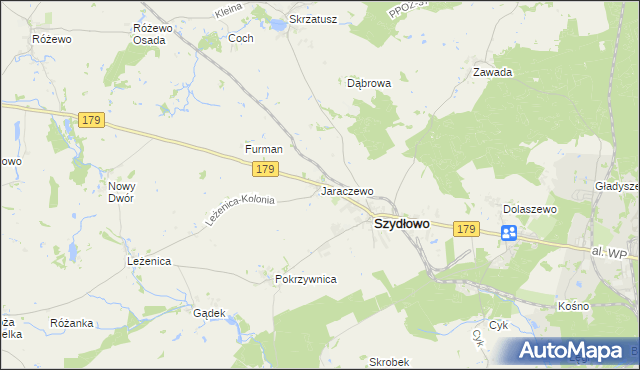 mapa Jaraczewo gmina Szydłowo, Jaraczewo gmina Szydłowo na mapie Targeo