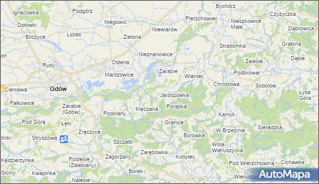 mapa Jaroszówka gmina Gdów, Jaroszówka gmina Gdów na mapie Targeo