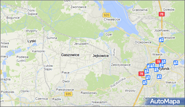 mapa Jejkowice, Jejkowice na mapie Targeo