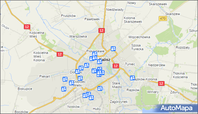 mapa Kalisza, Kalisz na mapie Targeo