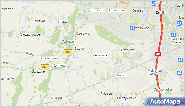 mapa Kębłowice gmina Kąty Wrocławskie, Kębłowice gmina Kąty Wrocławskie na mapie Targeo