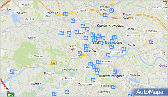 mapa Krakowa, Kraków na mapie Targeo