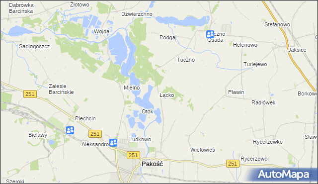 mapa Łącko gmina Pakość, Łącko gmina Pakość na mapie Targeo