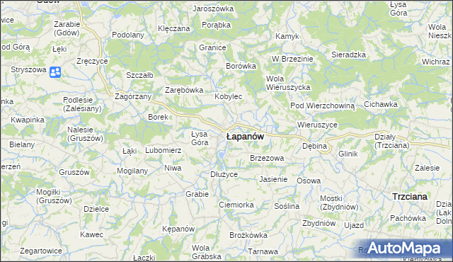 mapa Łapanów, Łapanów na mapie Targeo