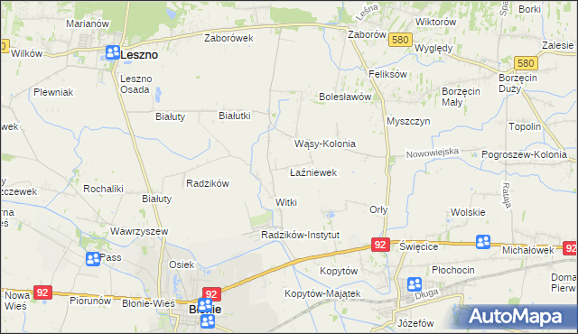 mapa Łaźniewek, Łaźniewek na mapie Targeo