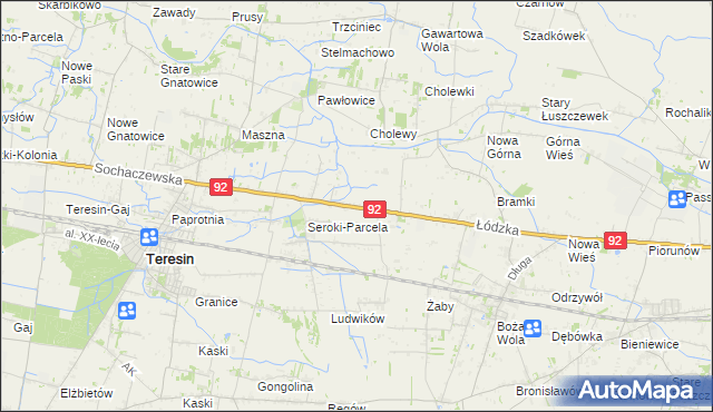 mapa Lisice gmina Teresin, Lisice gmina Teresin na mapie Targeo