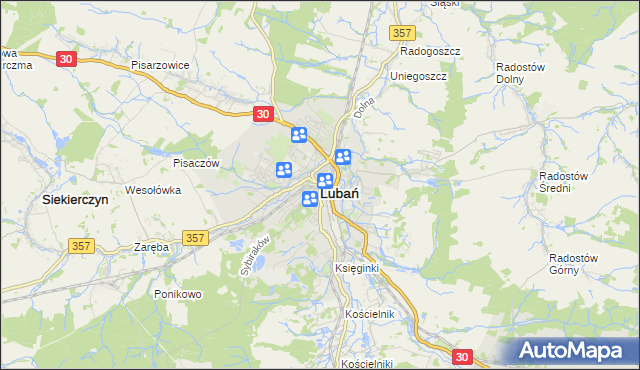 mapa Lubań, Lubań na mapie Targeo