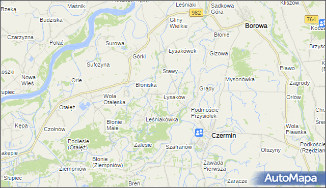 mapa Łysaków gmina Czermin, Łysaków gmina Czermin na mapie Targeo