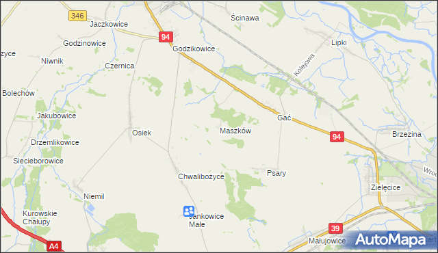 mapa Maszków gmina Oława, Maszków gmina Oława na mapie Targeo