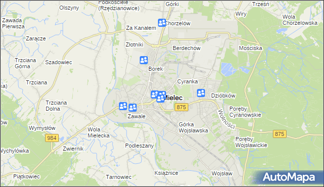 mapa Mielca, Mielec na mapie Targeo