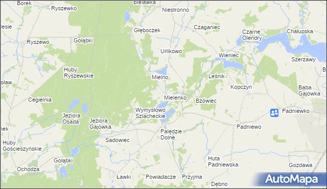 mapa Mielenko gmina Mogilno, Mielenko gmina Mogilno na mapie Targeo