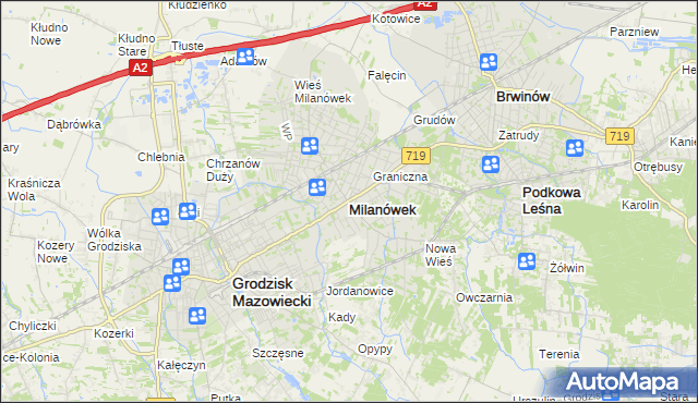 mapa Milanówek, Milanówek na mapie Targeo