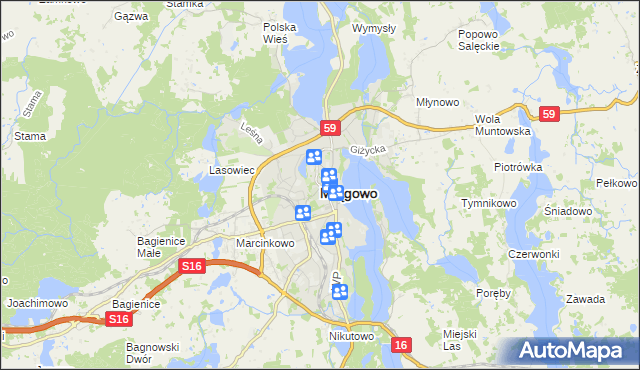 mapa Mrągowo, Mrągowo na mapie Targeo