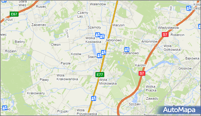 mapa Mroków gmina Lesznowola, Mroków gmina Lesznowola na mapie Targeo