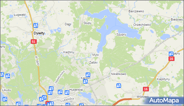 mapa Myki, Myki na mapie Targeo