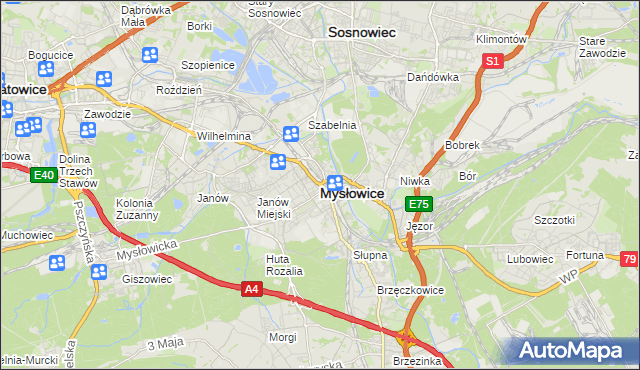 mapa Mysłowice, Mysłowice na mapie Targeo