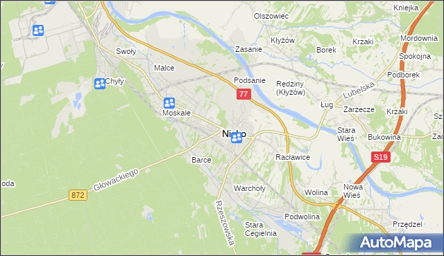 mapa Nisko, Nisko na mapie Targeo