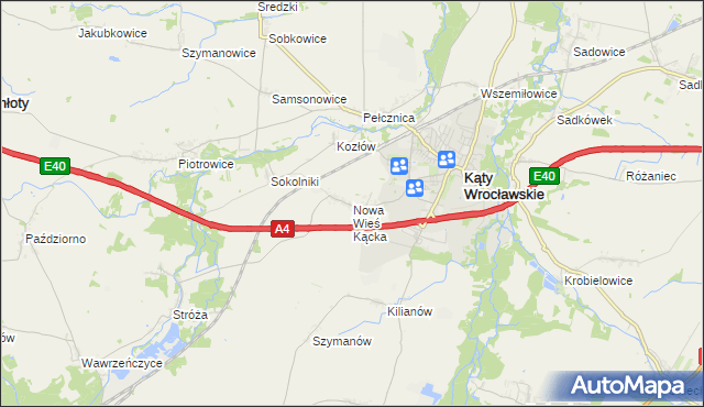 mapa Nowa Wieś Kącka, Nowa Wieś Kącka na mapie Targeo