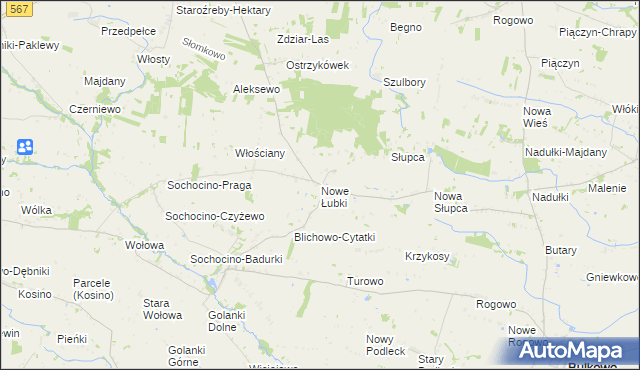 mapa Nowe Łubki, Nowe Łubki na mapie Targeo