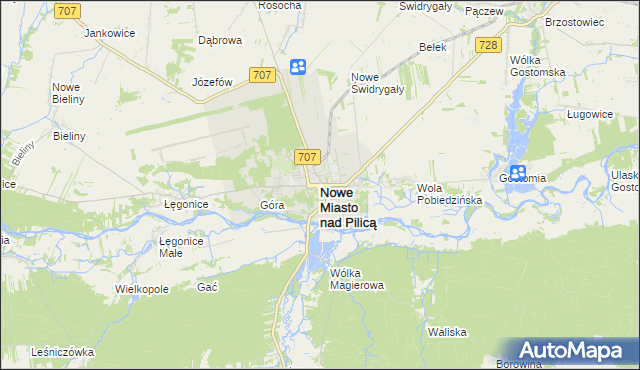 mapa Nowe Miasto nad Pilicą, Nowe Miasto nad Pilicą na mapie Targeo