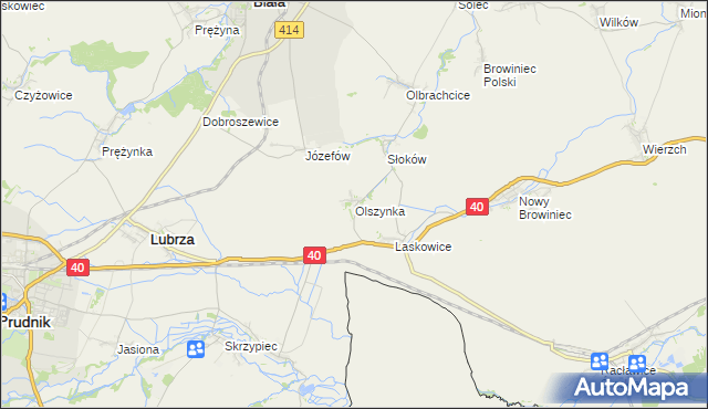 mapa Olszynka gmina Lubrza, Olszynka gmina Lubrza na mapie Targeo