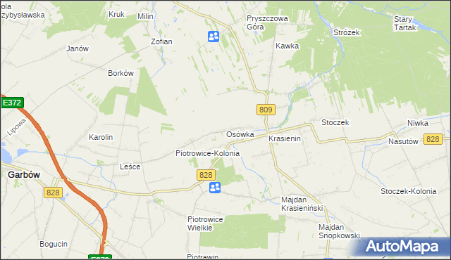 mapa Osówka gmina Niemce, Osówka gmina Niemce na mapie Targeo