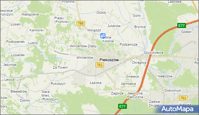 mapa Piekoszów, Piekoszów na mapie Targeo