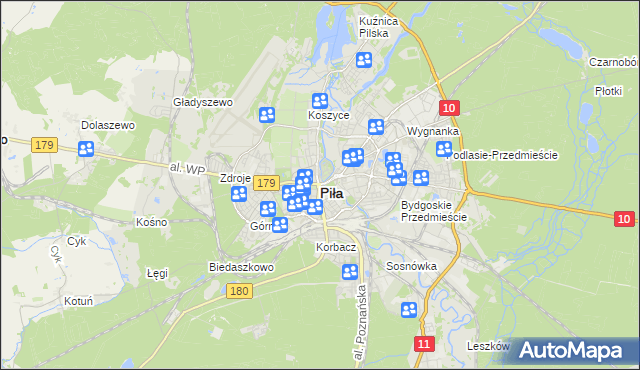 mapa Piły, Piła na mapie Targeo