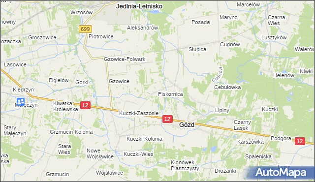 mapa Piskornica, Piskornica na mapie Targeo