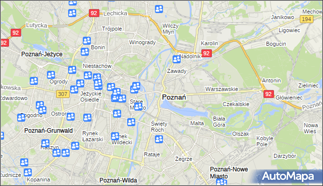 mapa Poznania, Poznań na mapie Targeo