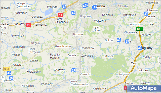 mapa Radziszów, Radziszów na mapie Targeo