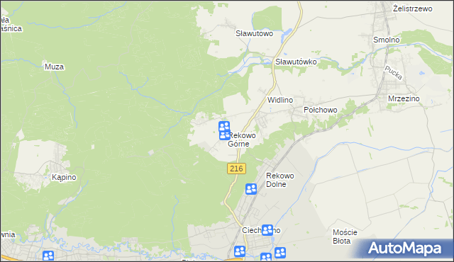 mapa Rekowo Górne, Rekowo Górne na mapie Targeo