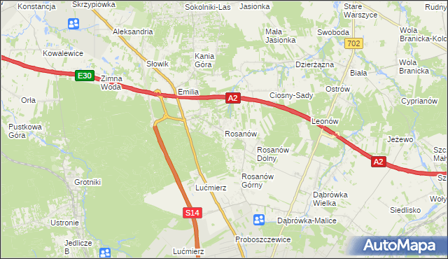 mapa Rosanów, Rosanów na mapie Targeo