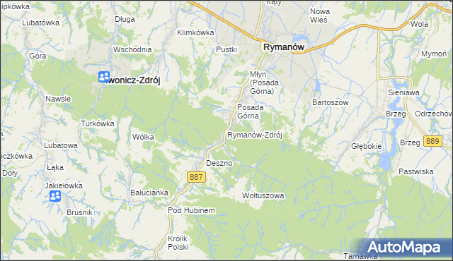 mapa Rymanów-Zdrój, Rymanów-Zdrój na mapie Targeo