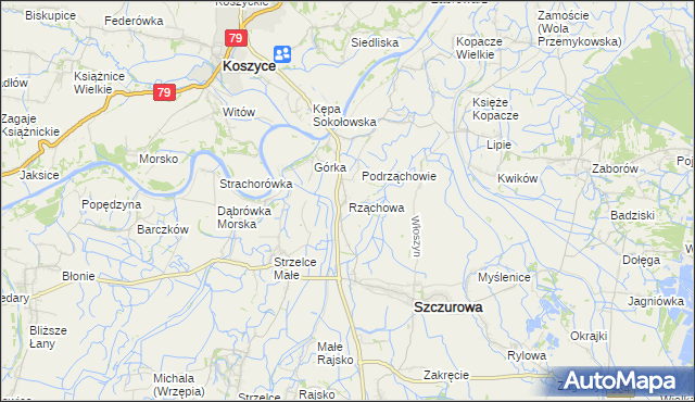 mapa Rząchowa, Rząchowa na mapie Targeo
