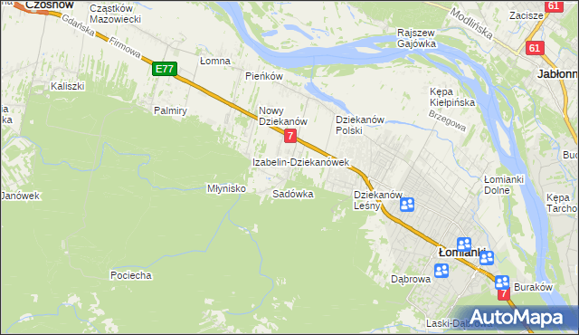 mapa Sadowa gmina Łomianki, Sadowa gmina Łomianki na mapie Targeo