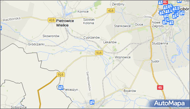 mapa Samborowice gmina Pietrowice Wielkie, Samborowice gmina Pietrowice Wielkie na mapie Targeo