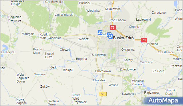 mapa Siesławice, Siesławice na mapie Targeo