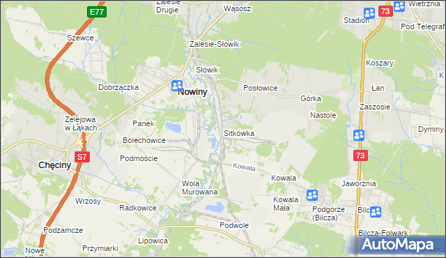 mapa Sitkówka, Sitkówka na mapie Targeo