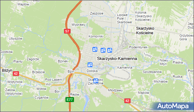 mapa Skarżysko-Kamienna, Skarżysko-Kamienna na mapie Targeo