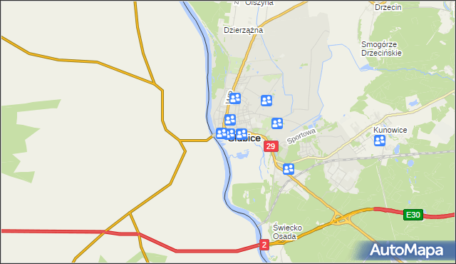 mapa Słubice, Słubice na mapie Targeo