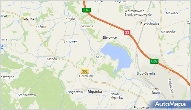 mapa Słup gmina Męcinka, Słup gmina Męcinka na mapie Targeo
